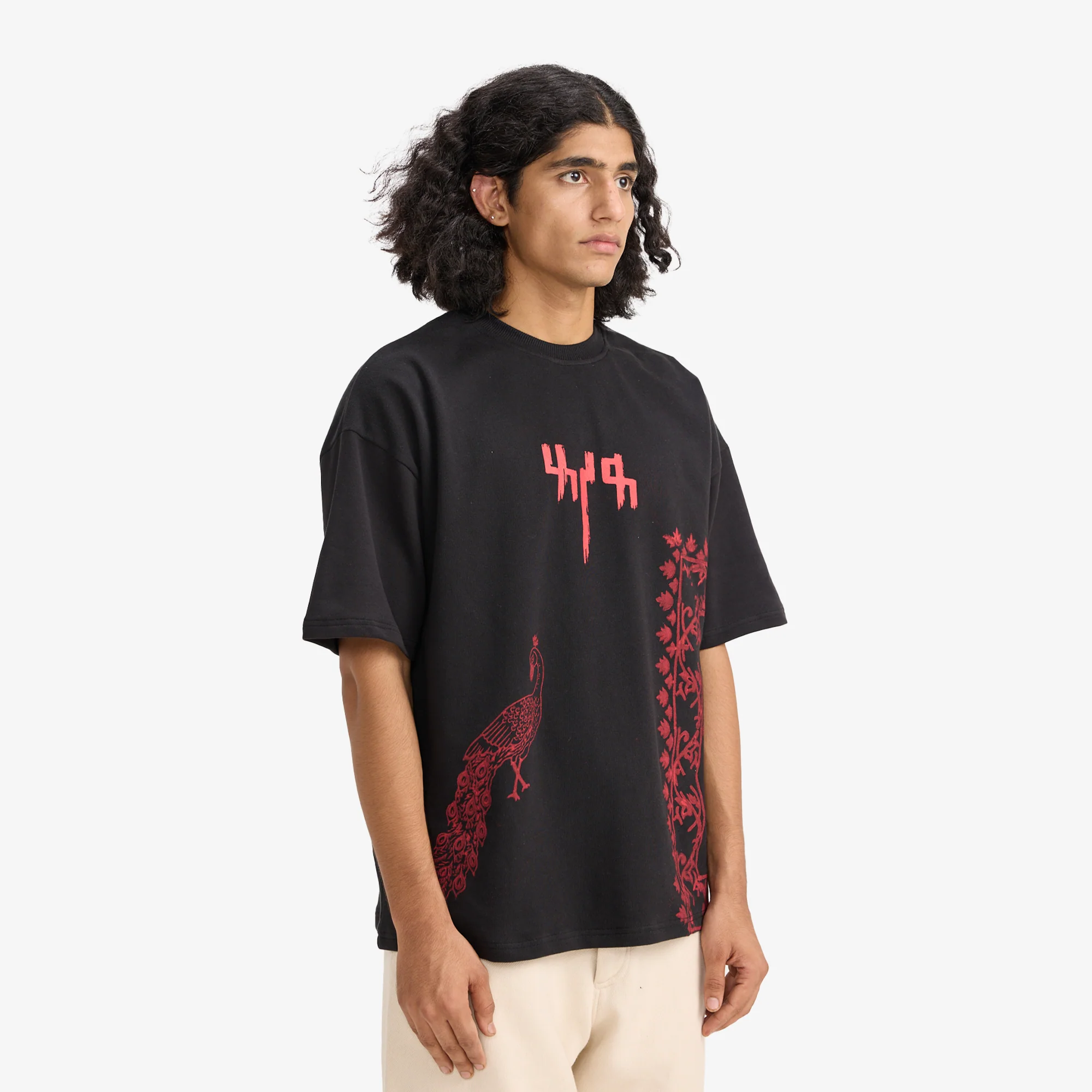 F A R A K | BY MY SIDE BLOCK PRINT T-SHIRT { BLACK/BLACK - Image 3