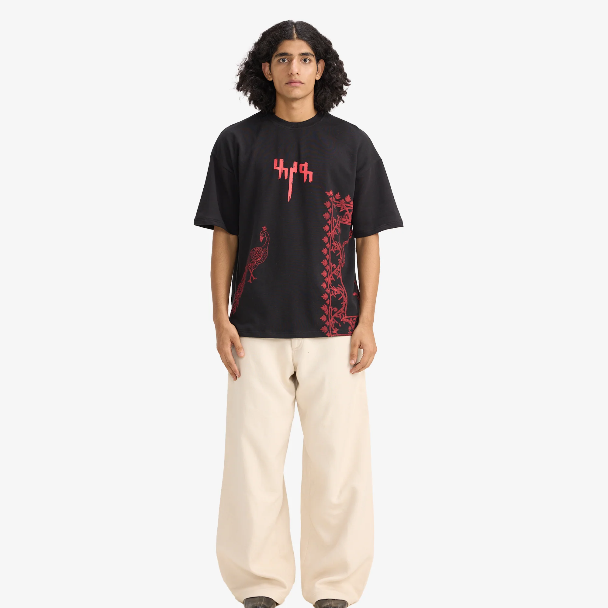 F A R A K | BY MY SIDE BLOCK PRINT T-SHIRT { BLACK/BLACK - Image 6