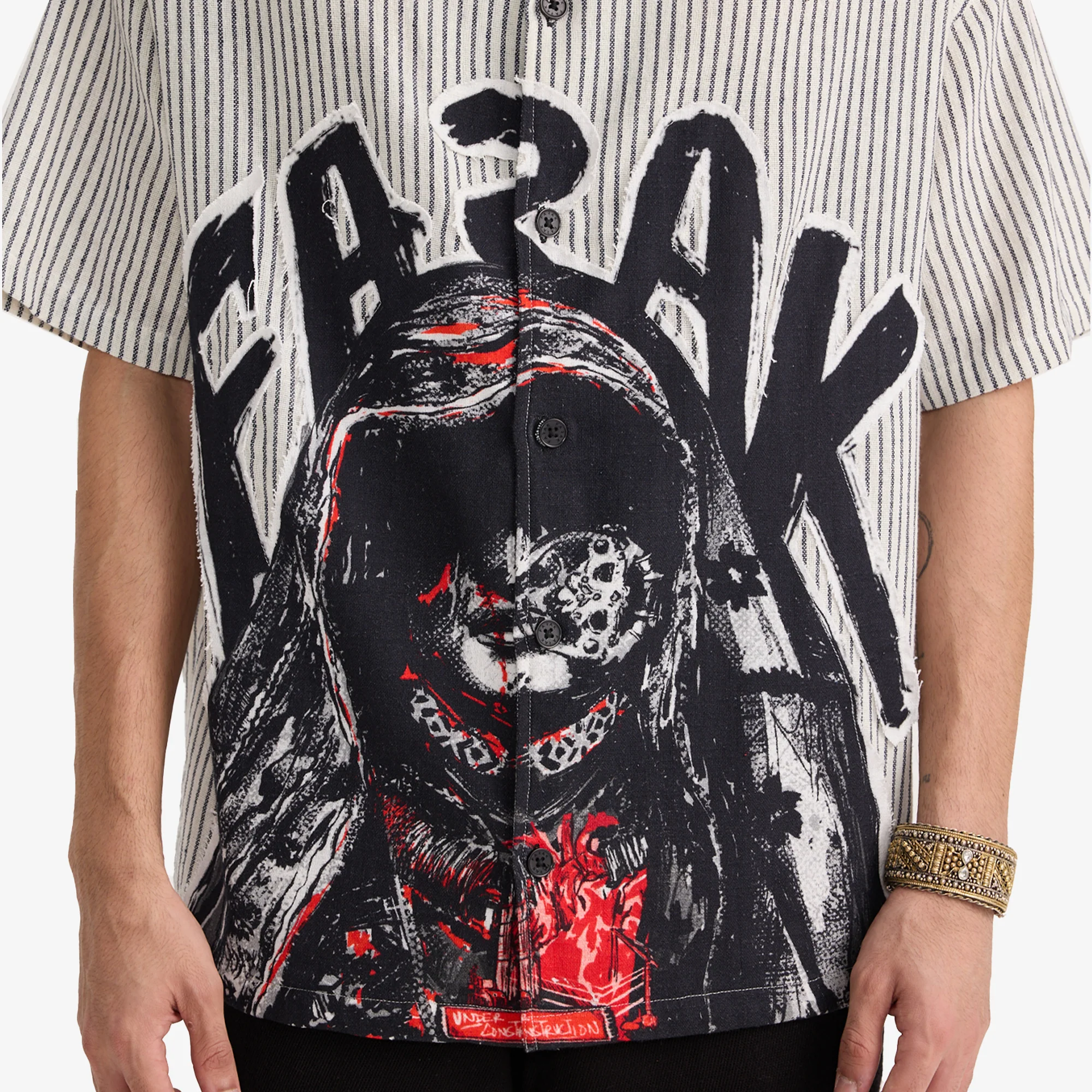 F A R A K | CHOLI KE PEECHE SHIRT  { GREY/GREY - Image 4