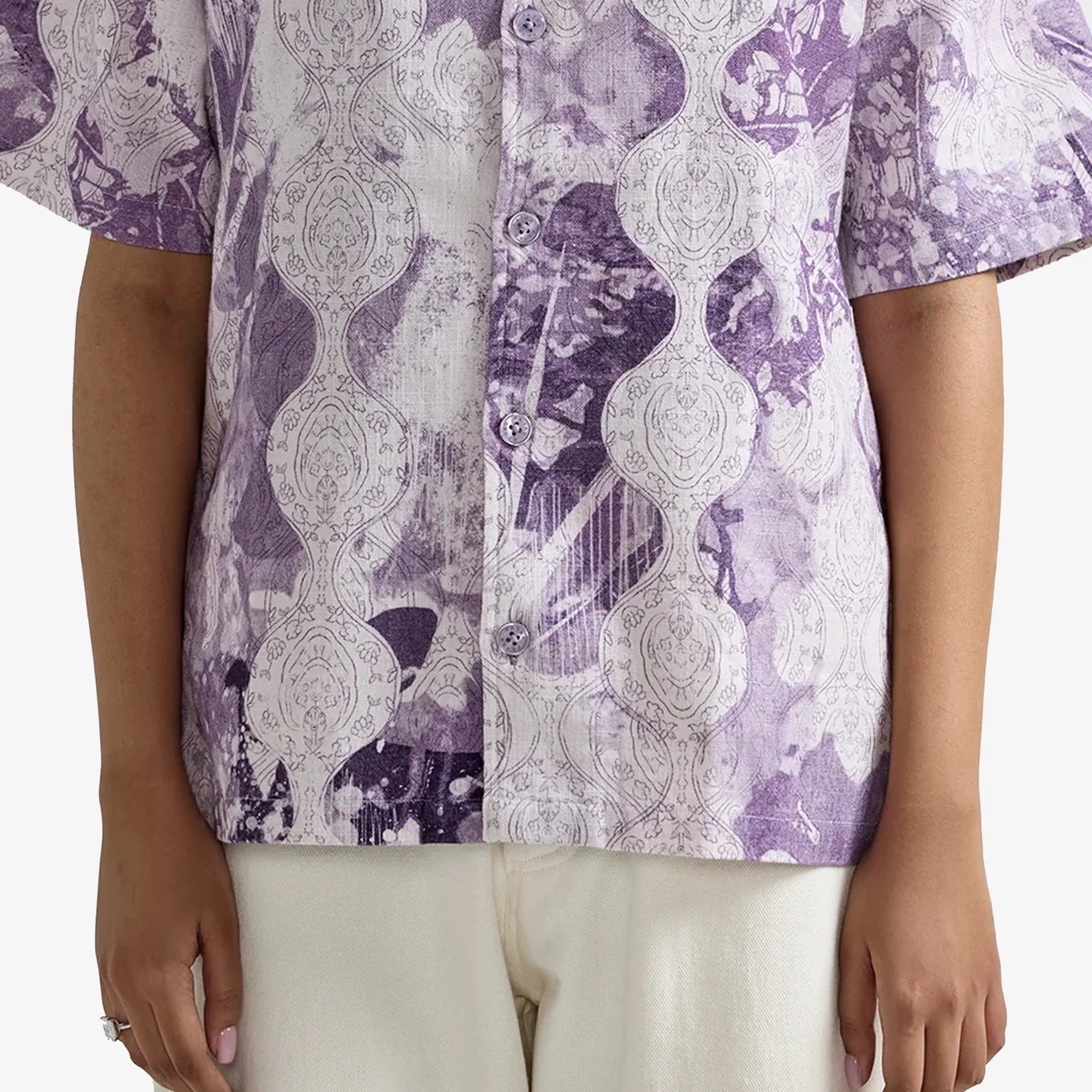 F A R A K | PURPLE ABSTRACT SHIRT { PURPLE/WHITE - Image 3