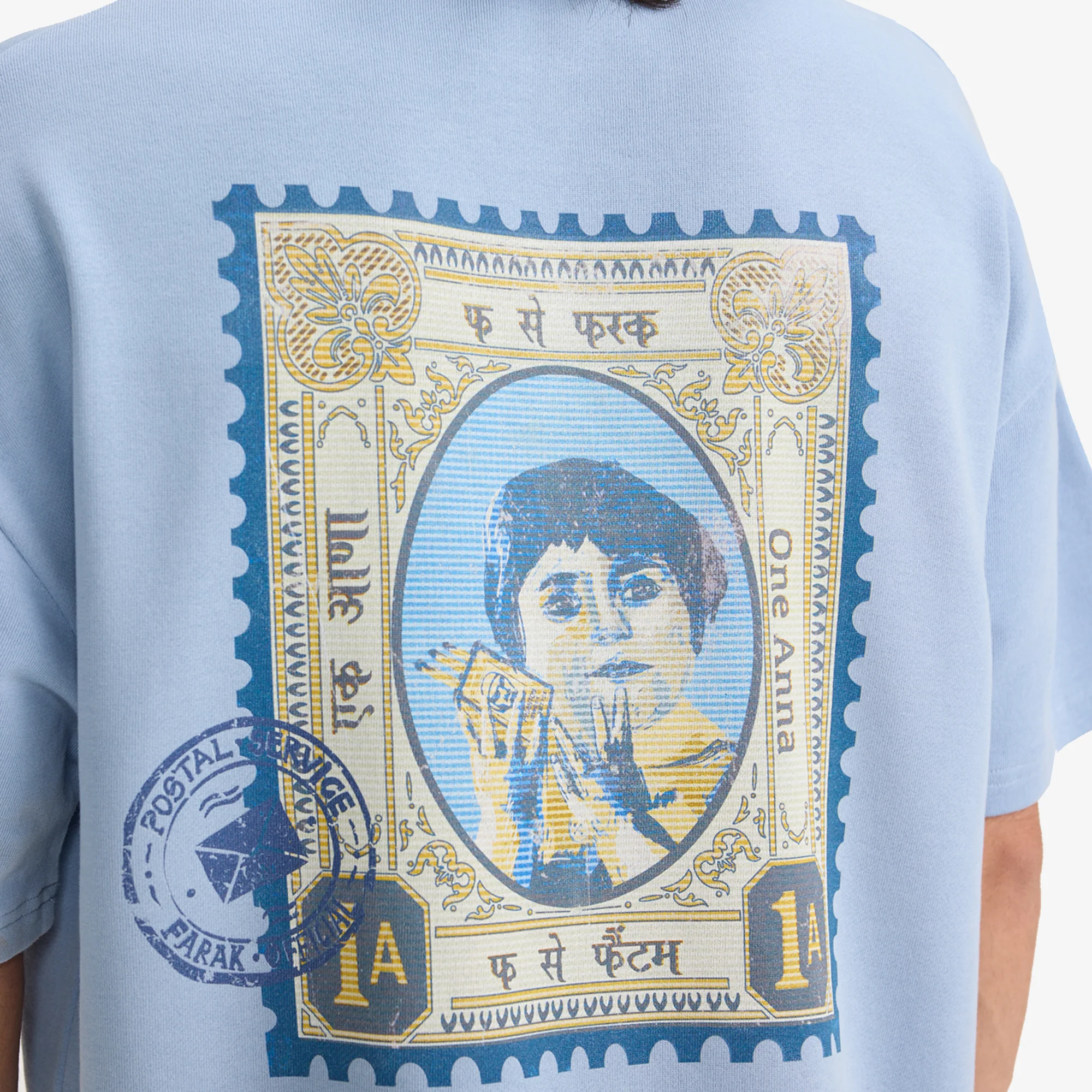 F A R A K | F SE FARAK STAMP T-SHIRT { BLUE/BLUE - Image 5