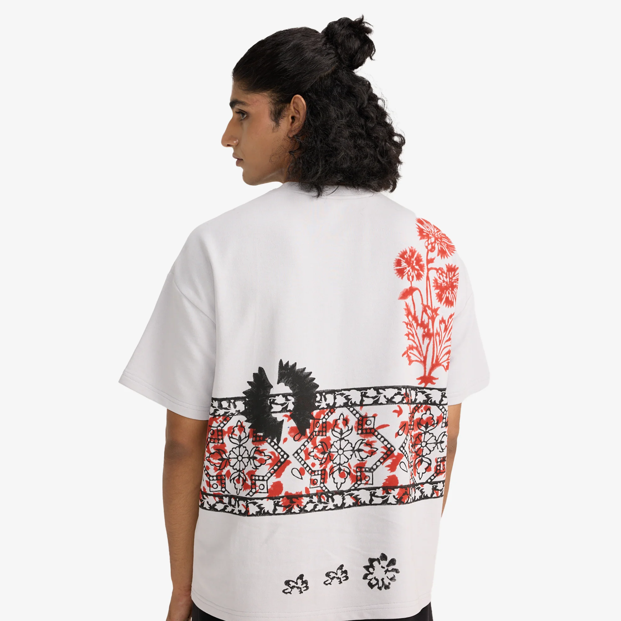 F A R A K | GREY BLOCK PRINTED T-SHIRT { GREY/GREY - Image 3