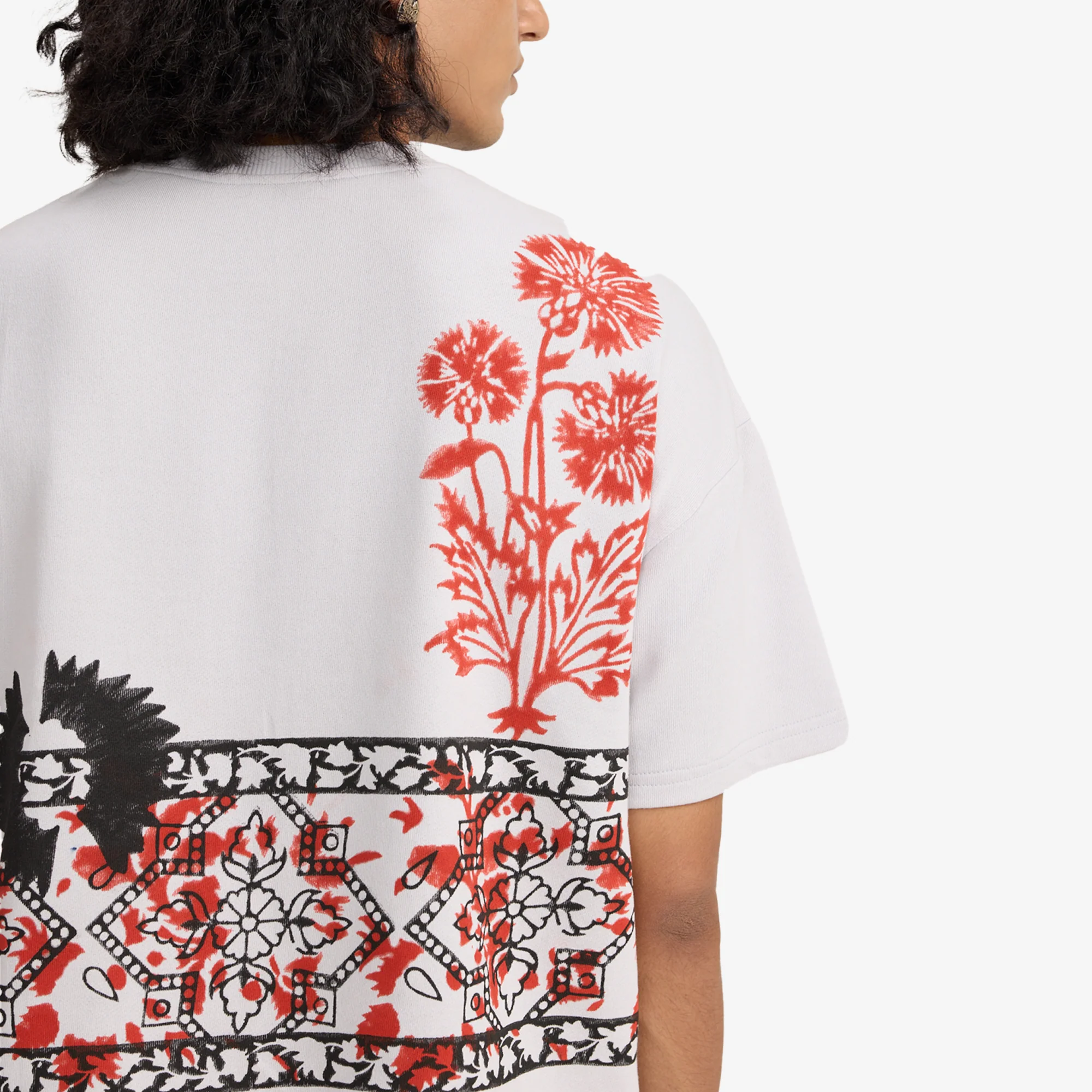 F A R A K | GREY BLOCK PRINTED T-SHIRT { GREY/GREY - Image 6