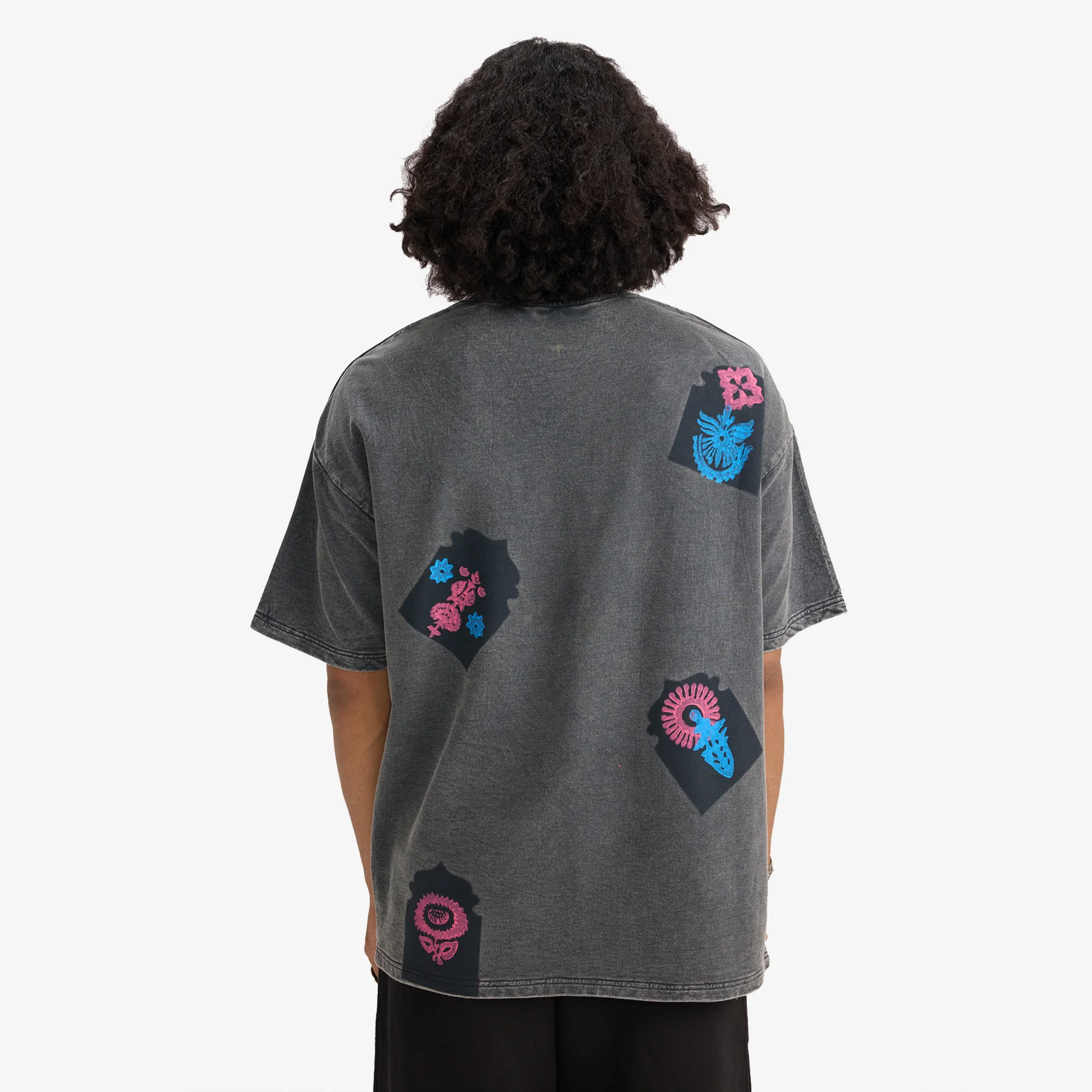 F A R A K | JAROKHA BLOCK PRINT T-SHIRT { GREY/GREY - Image 4