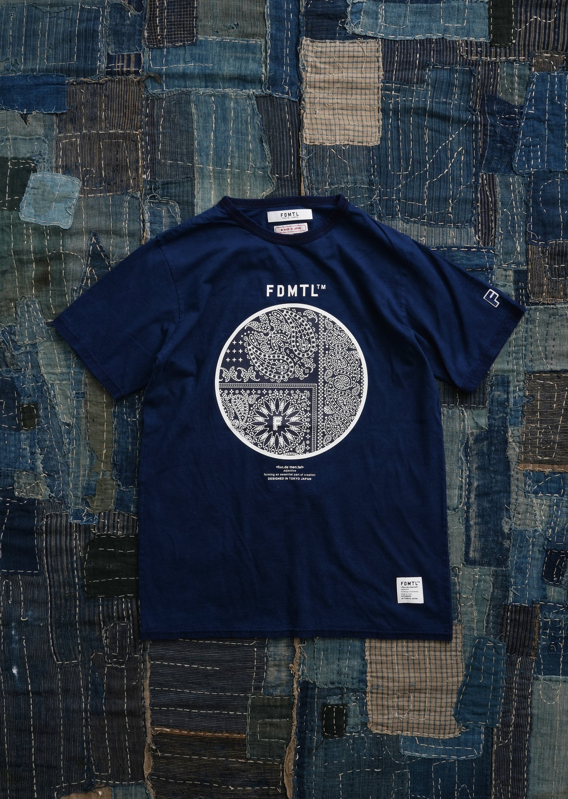 FDMTL | PRINTED PAISELY INDIGO TEE  { INDIGO - Image 3