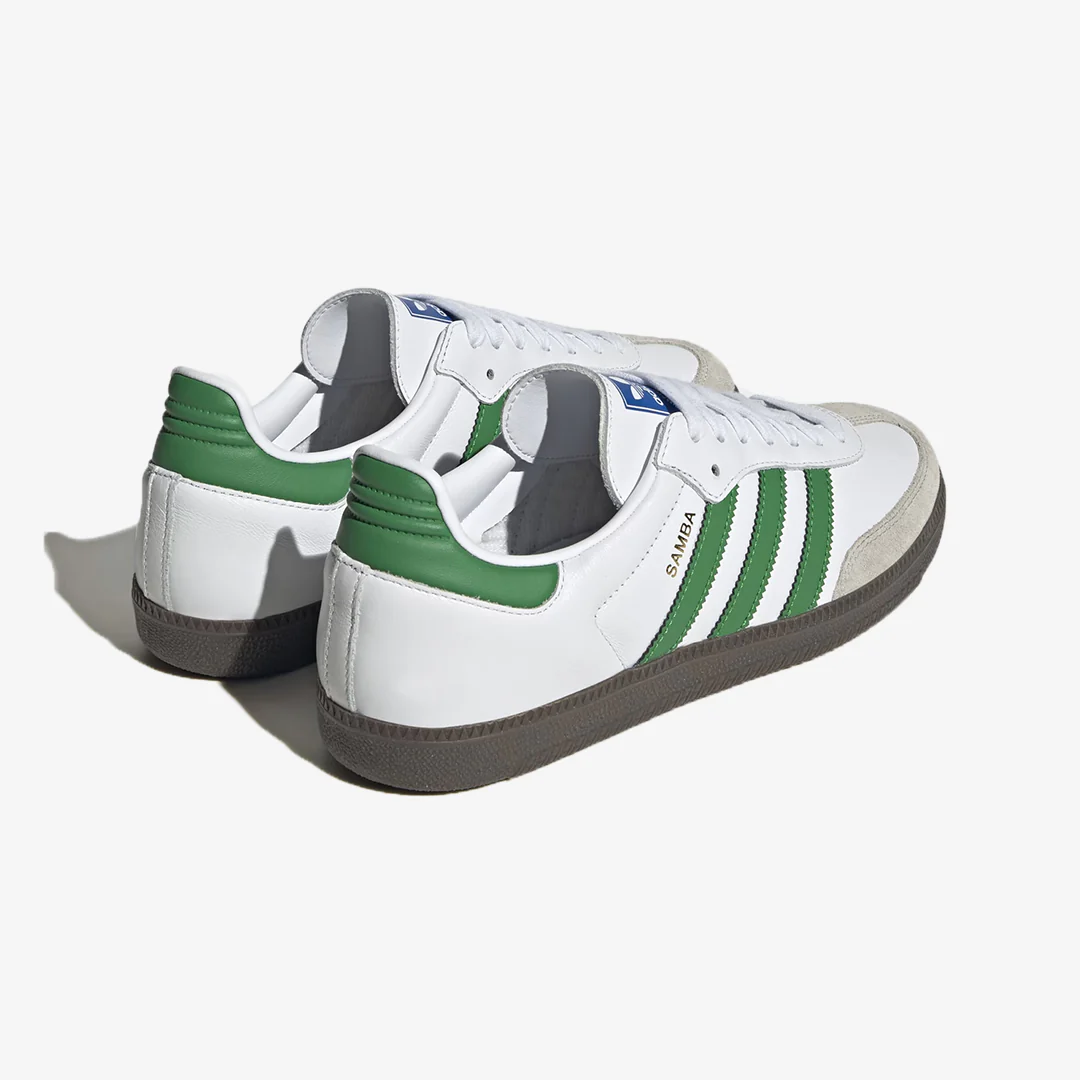Adidas Originals | SAMBA OG  { CLOUD WHITE/GREEN - Image 3